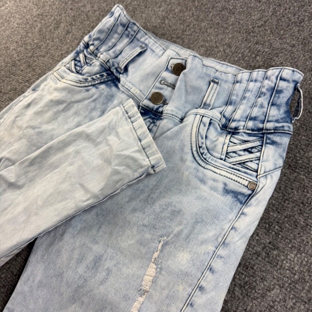 Tissini Jeans Size 9 Light Blue Acid Wash Distressed High Waist Skinny Women